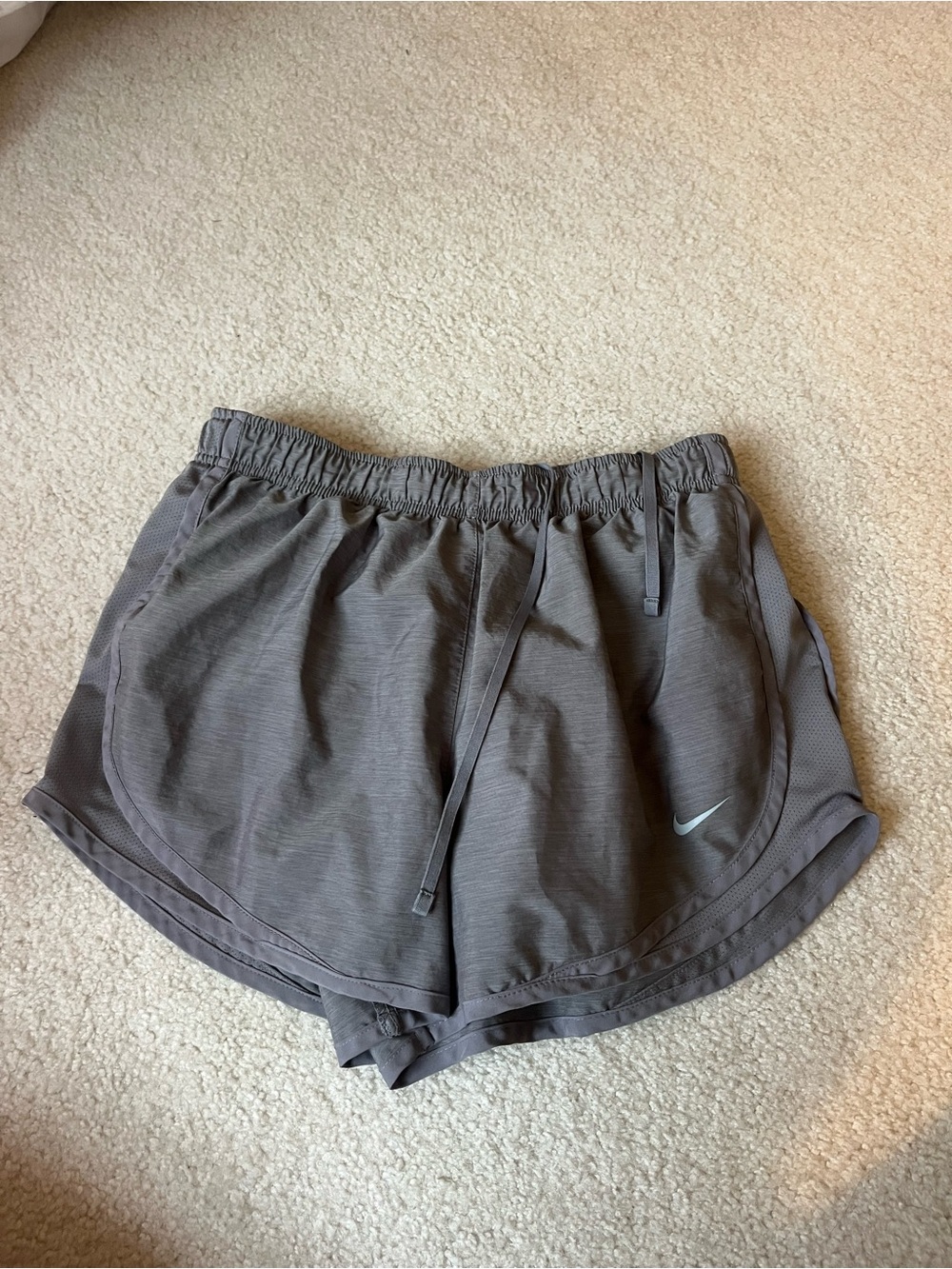 Nike Women's Charcoal Athletic Shorts with Reflective Swoosh
